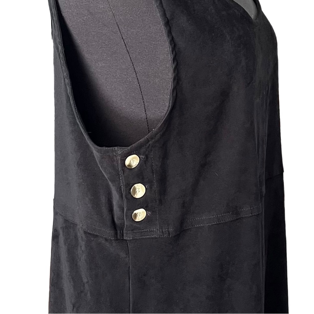 Vintage black velour maxi dress sleeveless L - Picture 5 of 11